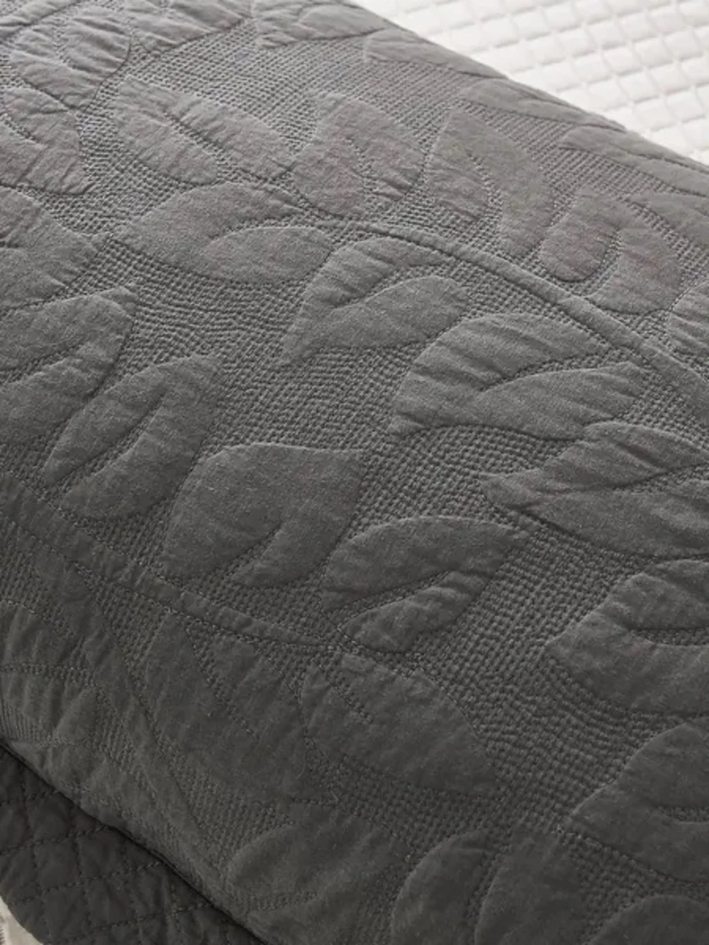 Quilted Pillow Sham Pair in Dark Gray